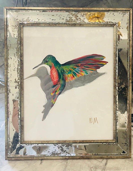 Colorful, Vertical Mirrored Frame - From the Hummingbird Collection